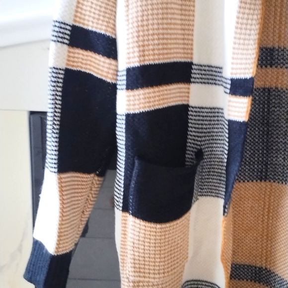 SHEIN Privé Women's Plaid Double Pockets Cardigan With Open Front - Picture 10 of 16